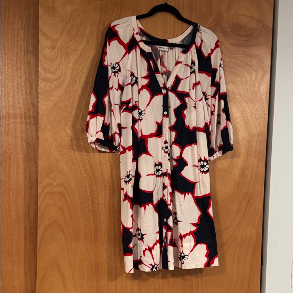 Sonoma Navy and Red Floral Mini Dress